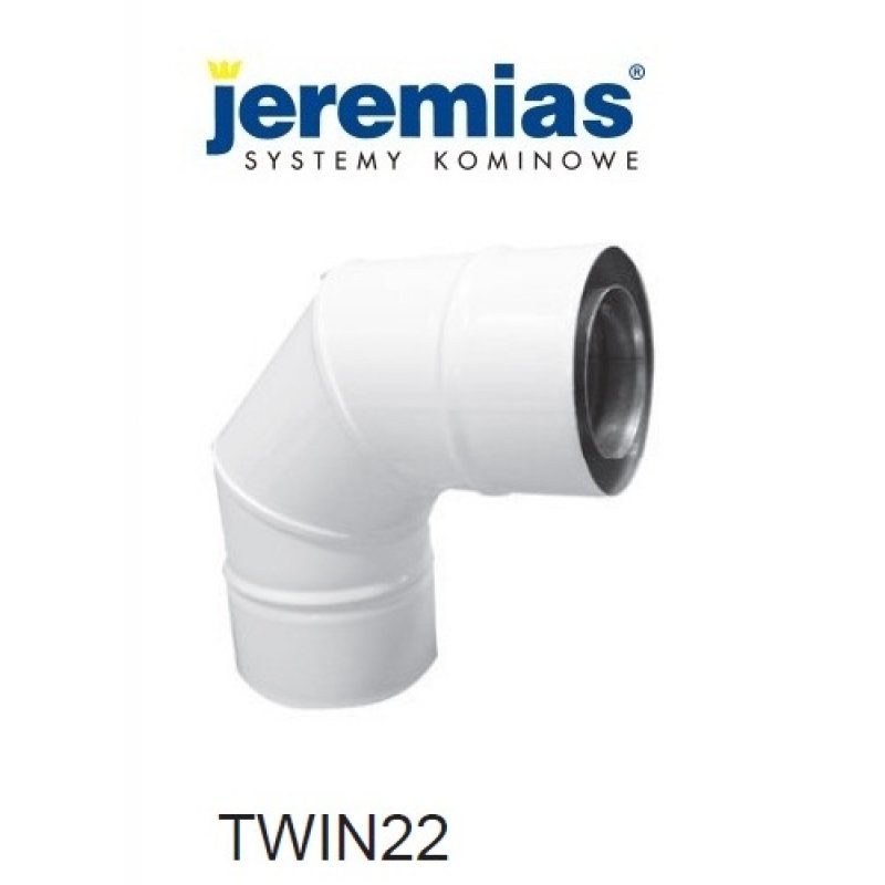 Jeremias kolano spalinowe 87° fi 60/100, dwuścienne białe Kod: TWIN22060/100