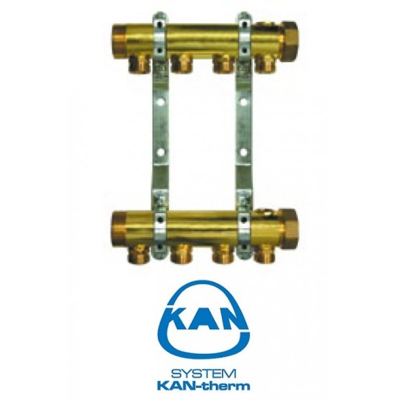 KAN-therm rozdzielacz 11-obwodowy z rury okrągłej do centralnego ogrzewania z nyplami do śrubunków na profilu 1 1/4  (seria 91) kod 91110