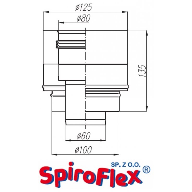 Spiroflex adapter Ariston AR 60/100-80-125  złączka do kotła SX-TD-AARB