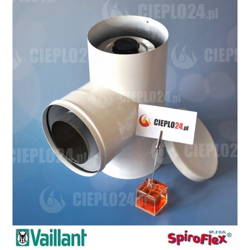 Spiroflex Adapter Vaillant VT biały trójnik 80/125  złączka do kotła SX-TD-AVTB