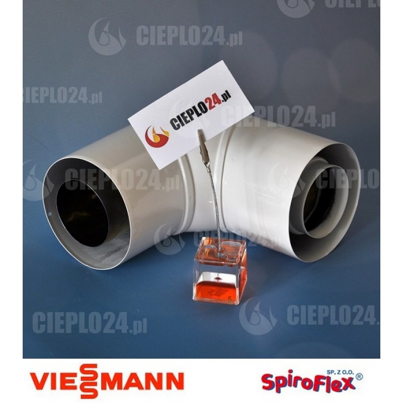 Spiroflex Adapter kolanowy  90° fi 80/125, dwuścienny biały, kolano kominowe SX-TD80/125K90B-viessmann