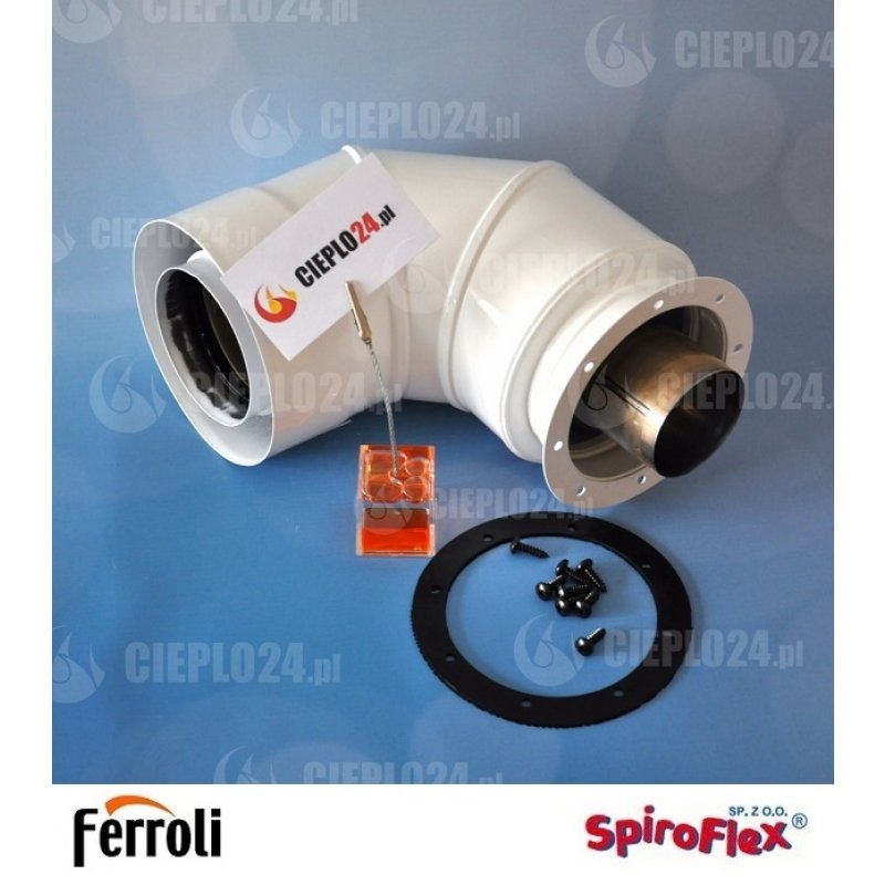 Spiroflex adapter Ferroli FK6/8 60/100-80/125 kolano 90° złączka do kotła SX-TD-AFK6/8B