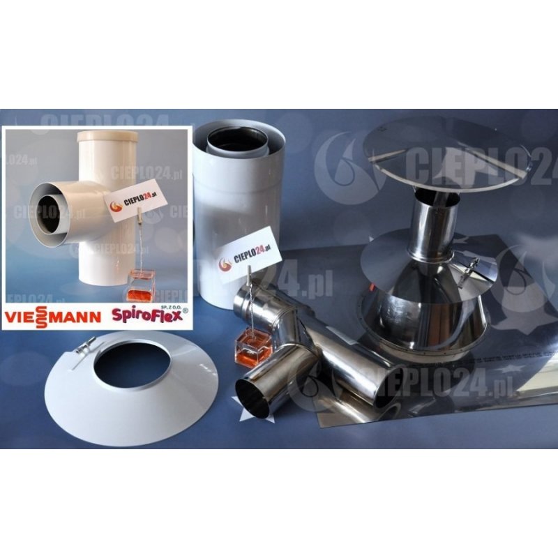 Spiroflex zestaw kominowy biały Viessmann 80/125 w szacht kominowy do kotłów kondensacyjnych SX-TD80/125PAKSZVIS-PAKIET