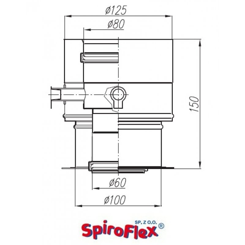 Spiroflex adapter turbo Biały BD BUDERUS z odskraplaczem 60/100-80-125  złączka do kotła SX-TD6/8ABDTOB