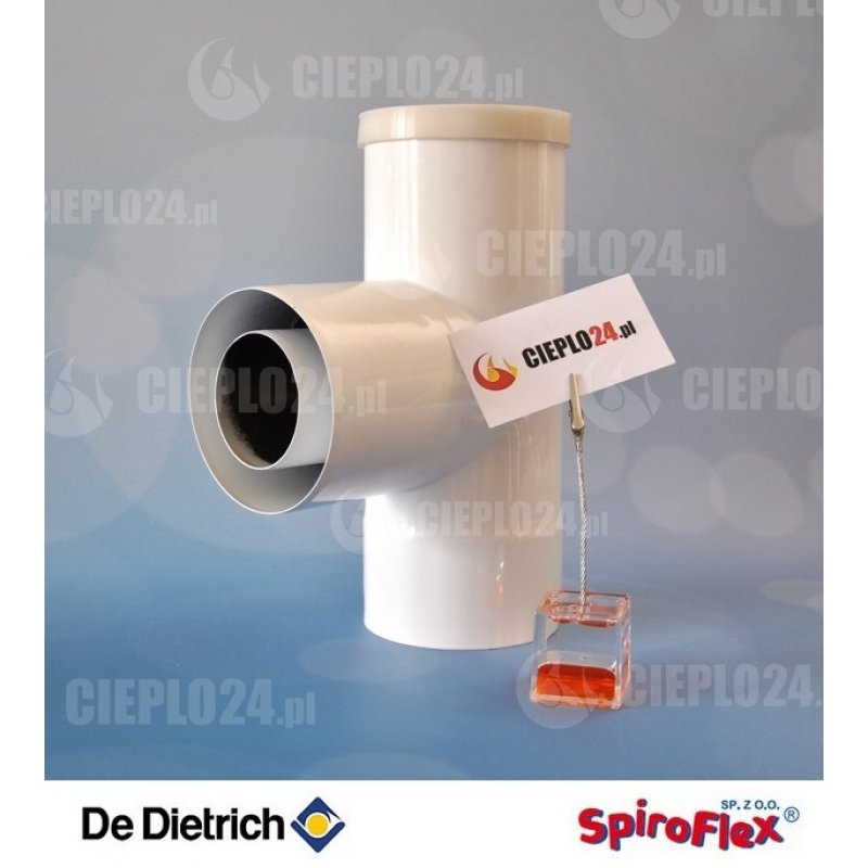 Spiroflex Adapter trójnikowy  fi 80/125 dwuścienny z deklem biały SX-TD80/125TDB De Dietrich