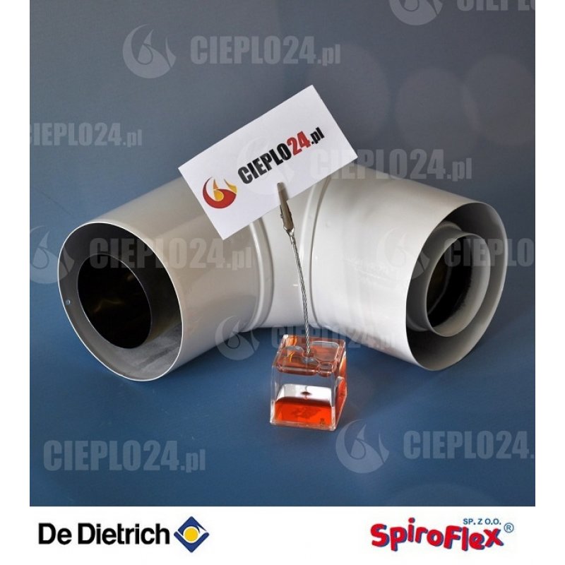 Spiroflex Adapter kolanowy  90° fi 60/100, dwuścienny biały, kolano kominowe SX-TD60/100K90B De dietrich