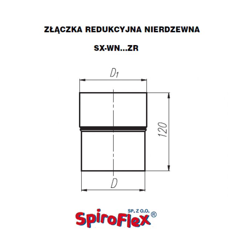 Spiroflex Złączka redukcyjna  fi 200 , stal nierdzewna kod. SX-WN200ZR