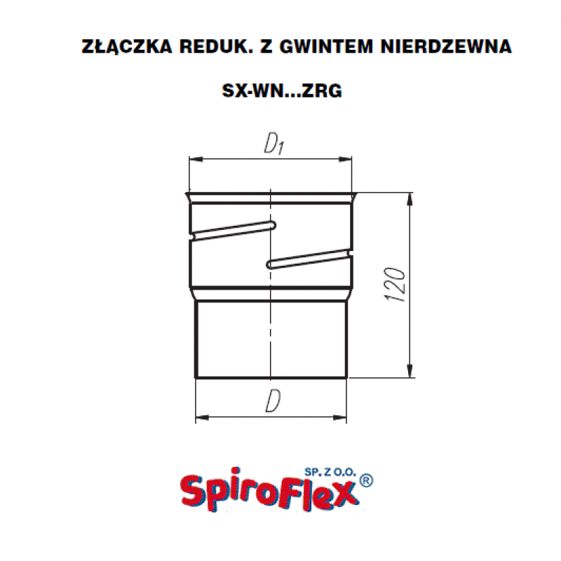 Spiroflex Złączka redukcyjna z gwintem  fi 130 , stal nierdzewna kod. SX-WN130ZRG