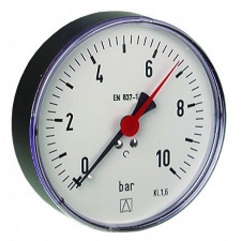 Afriso Manometr grzewczy RF 63 AX, fi 63 mm, 0-10 bar, 1/2 ax, kl. 2.5 poziomy kod 63539