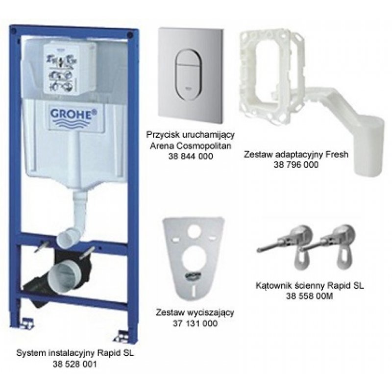 Grohe Rapid SL, stelaż do WC, podtynkowy 5w1, Arena Cosmopolitan kod 38911000