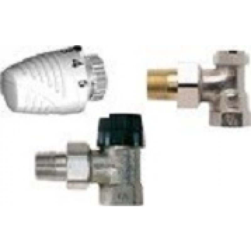 Honeywell Zestaw: głowica Thera 4 + zawór grzejnikowy kątowy V2000EBB15 + zawór powrotny kątowy V2420E, 1/2 kod VTL320EA15