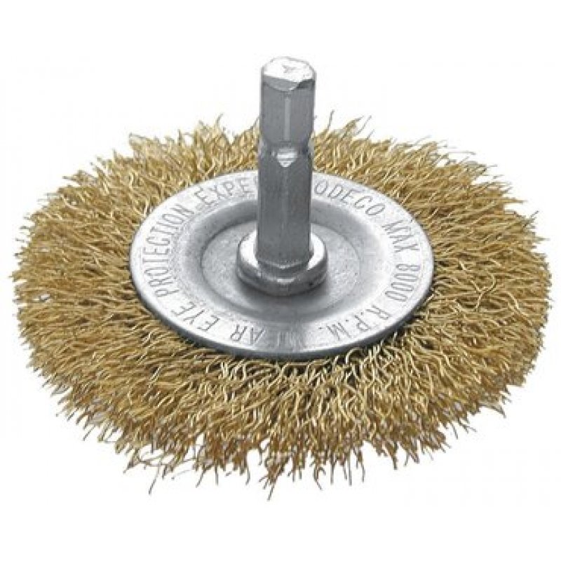Koelner Szczotka tarczowa z trzpieniem, 65mm, mosiadzowana, do wiertarki kod MN-69-172