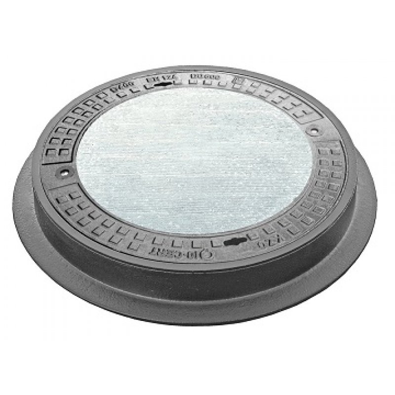 KZO Właz kanałowy żeliwny klasy D400(=40T, 400 kN), okrągły DO, dn600 H115, z pokrywą wypełnioną betonem, przykręcaną  kod 204-1950-800