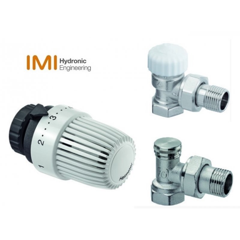 IMI Hydronic Głowica term. S + Zawór Calypso exact + zawór odcinający Raditec DN15 kątowy Kod 9696-14.800