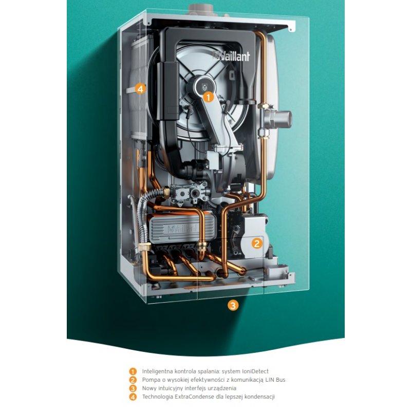 Vaillant Pakiet ecoTEC exclusive VCW 36CF/1-7 Kocioł kondensacyjny dwufunkcyjny + sensoComfort VRC 720 + recoVAIR 150/4R kod 0010038099 