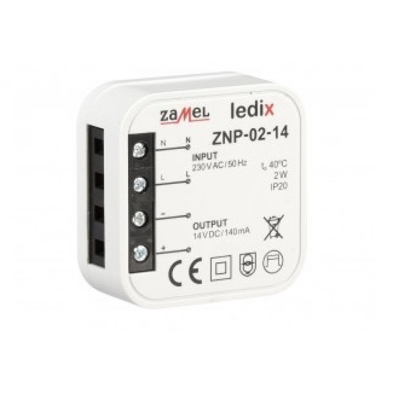 Zamel ZNP-02-14 zasilacz LED dopuszkowy 14V DC o mocy 2W Kod LDX10000027