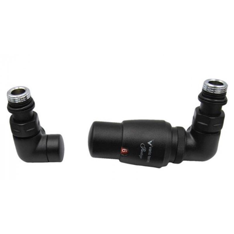 Vario Term Vision Zestaw grzejnikowy termostatyczny w kolorze czarnym strukturalnym z głowicą po prawej stronie kod VIGS0214CFK/P