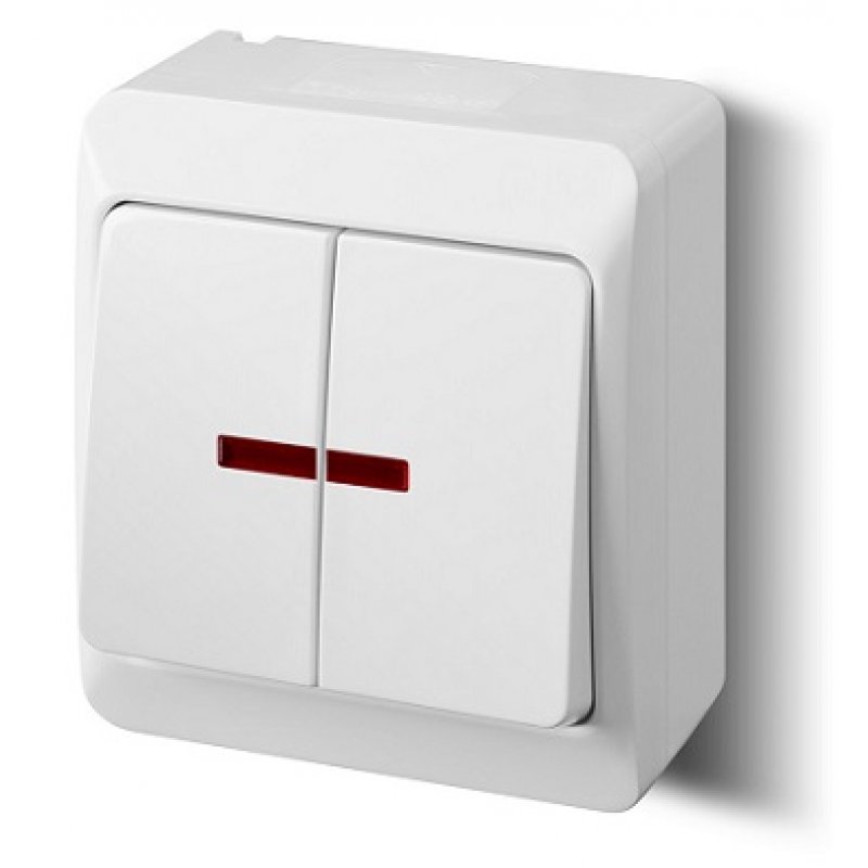 ELEKTRO-PLAST HERMES Łącznik świecznikowy IP-44, natynkowy, z podświetleniem, biały KOD 0342-02