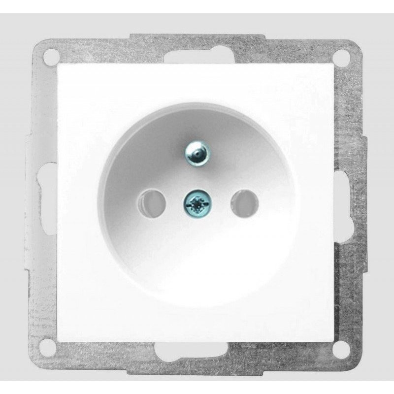 HAGER polo.fiorena, gniazdo pojedyncze, z uziemieniem, przesłonami styków, zaciskami śrubowymi, 250V BIAŁY Kod 22000302 