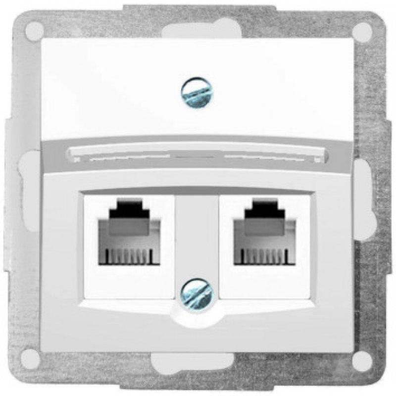 HAGER POLO FIORENA Gniazdo RJ12+RJ45, białe KOD 22004902