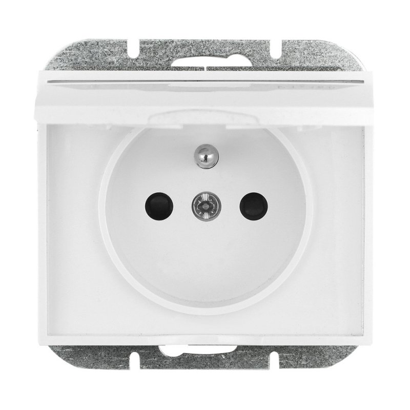 Abex NOVA Gniazdo wtyczkowe pojedyncze bryzgoodporne z klapką biały Kod PT-16NH moduł BIAŁY  