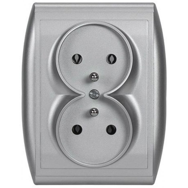 Abex NOVA Gniazdo podwójne z uziemieniem PT-6N, srebro Kod PT-6N SREBRNY