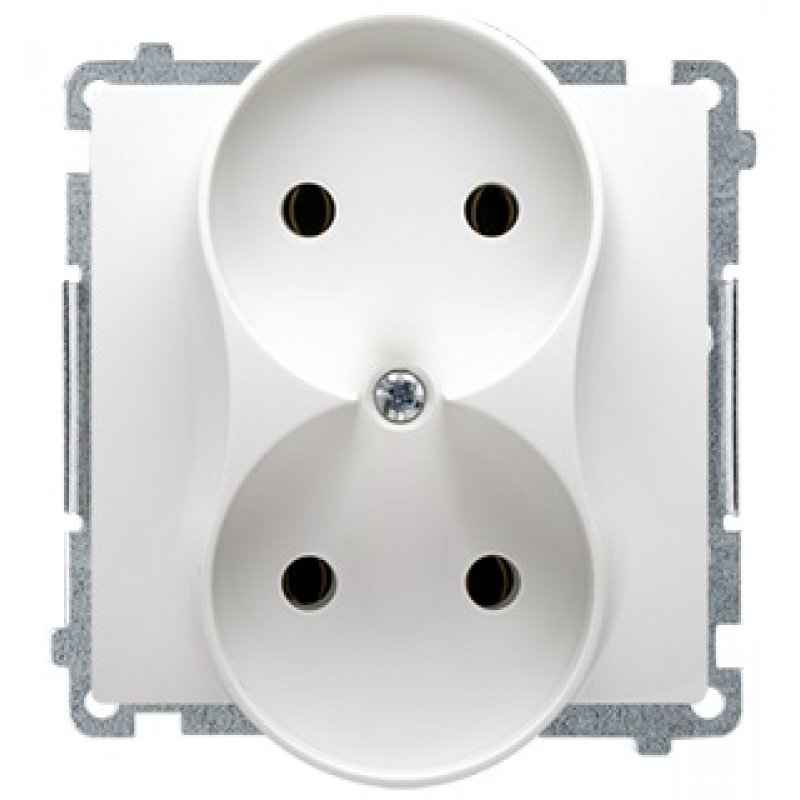 KONTAKT SIMON BASIC Gniazdo podwójne bez uziemienia, białe KOD BMG2M.01/11