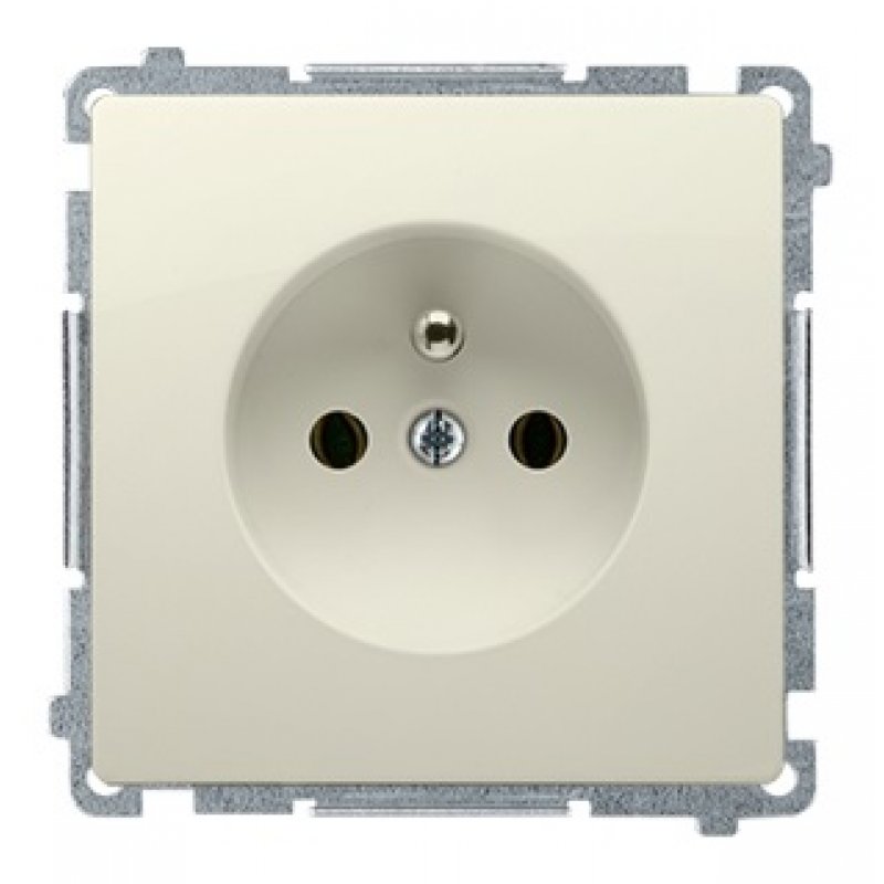 KONTAKT SIMON BASIC Gniazdo pojedyncze z uziemieniem, z przesłonami, beżowe KOD BMGZ1Z.01/12