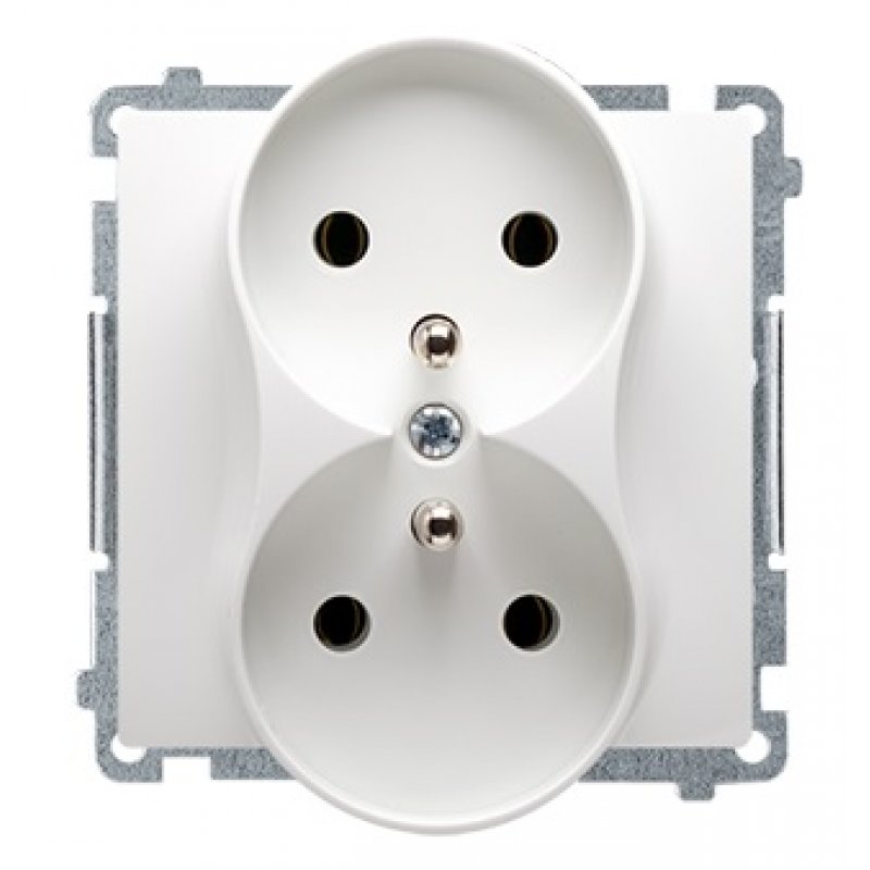 KONTAKT SIMON BASIC Gniazdo podwójne z uziemieniem, białe KOD BMGZ2M.01/11