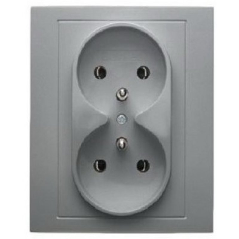 Berker B.KWADRAT Gniazdo podwójne z uziemieniem komplet aluminium mat lakierowany Kod 5361838984