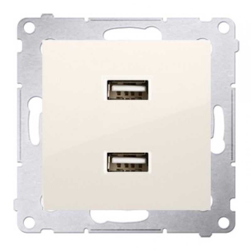 KONTAKT SIMON 54 Ładowarka 2x USB, 2.1A, 230V, kremowa KOD DC2USB.01/41