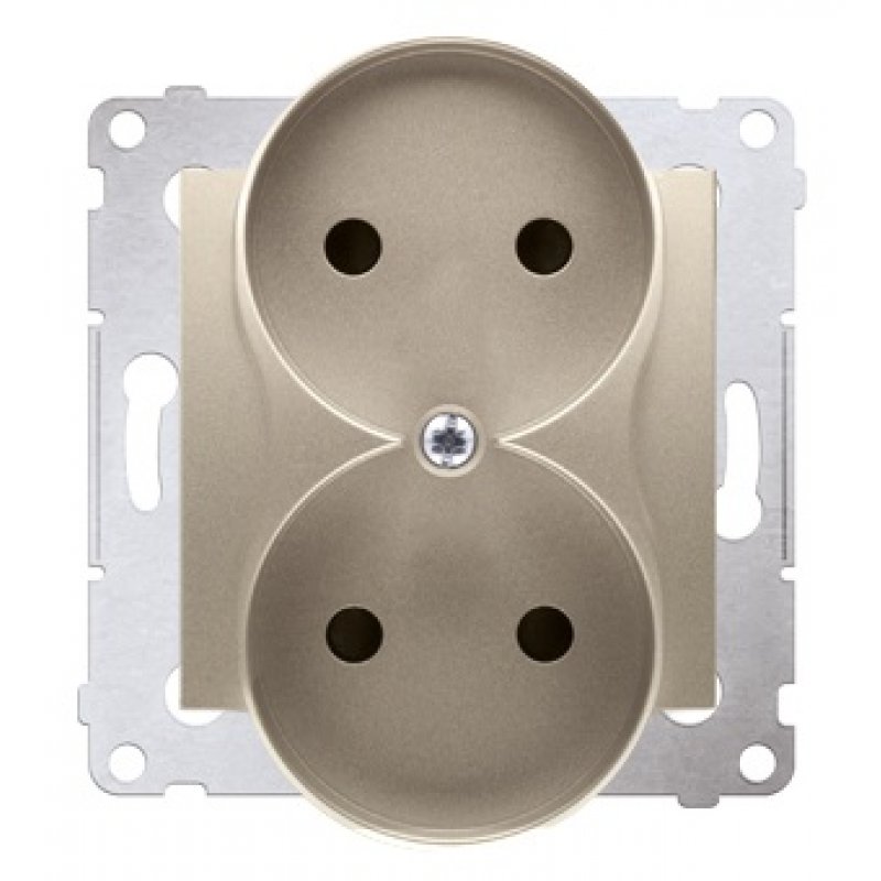 KONTAKT SIMON 54 Gniazdo podwójne, bez uziemienia, z przesłonami, złote KOD DG2MZ.01/44