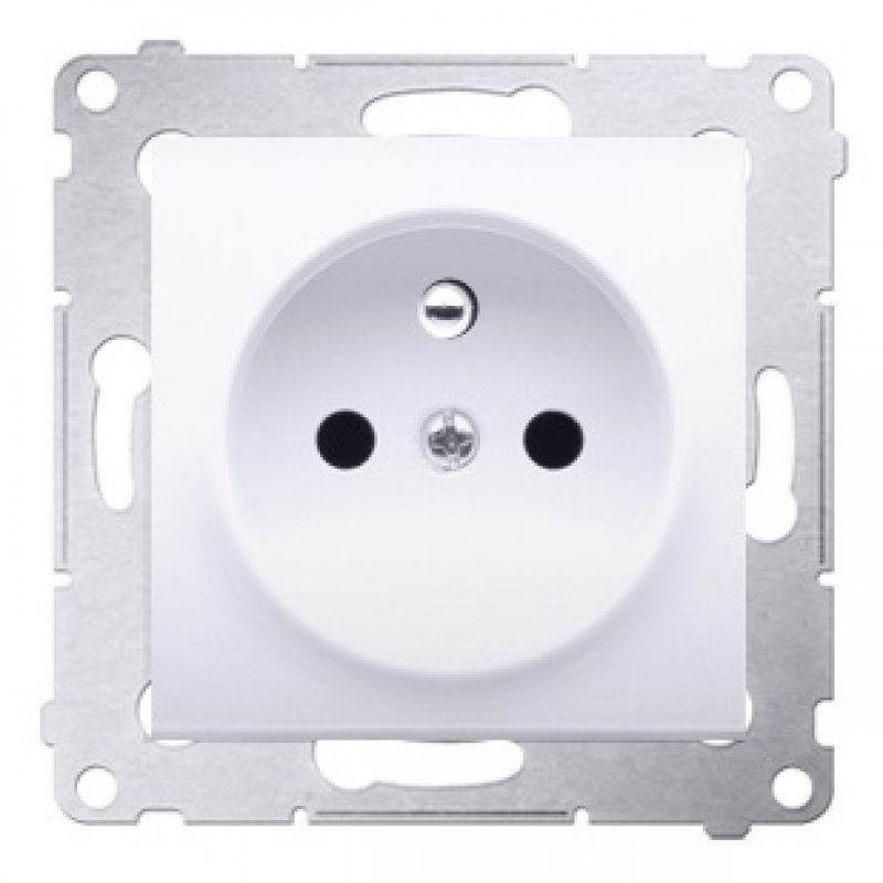 KONTAKT SIMON 54 Gniazdo pojedyncze, z uziemieniem, przesłonami, białe KOD DGZ1Z.01/11