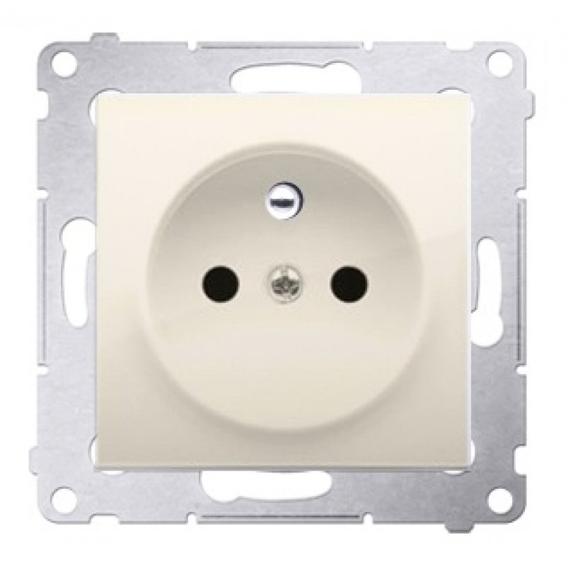 KONTAKT SIMON 54 Gniazdo pojedyncze, z uziemieniem, przesłonami, kremowe KOD DGZ1Z.01/41