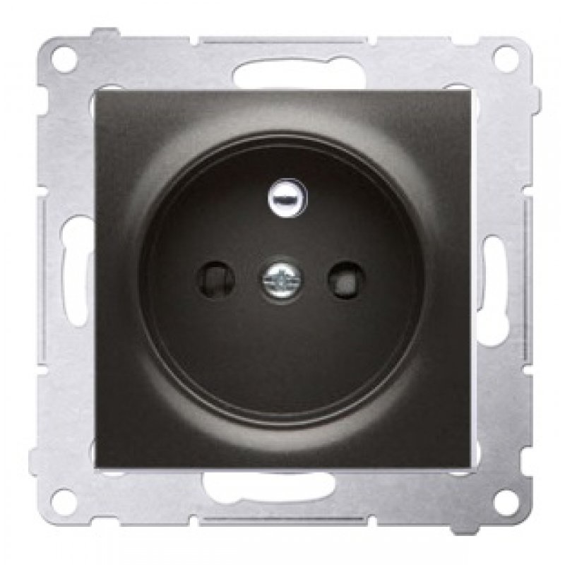 KONTAKT SIMON 54 Gniazdo pojedyncze, z uziemieniem, przesłonami, antracytowe KOD DGZ1Z.01/48