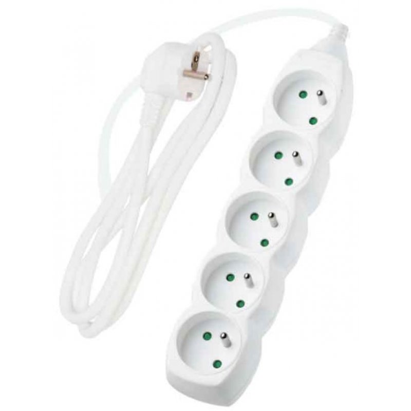 DPM Przedłużacz 5 gniazd, biały, Dł. 5 m Kod PP43