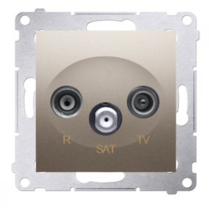 KONTAKT SIMON Simon 54 Gniazdo antenowe RTV-SAT przelotowe, 10dB, złoty mat Kod DASP.01/44