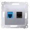 KONTAKT SIMON Simon 54 Gniazdo komputerowe RJ45 kat. 5e + telefoniczne RJ12, srebrny mat Kod D5T.01/43
