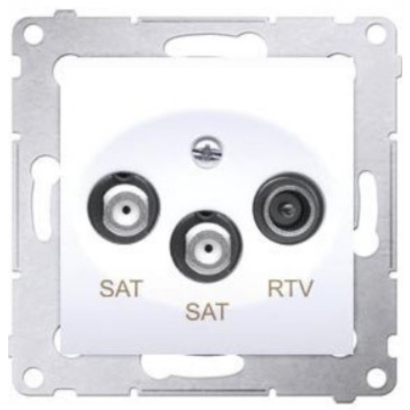 KONTAKT SIMON Simon 54 Gniazdo antenowe SAT-SAT-RTV satelitarne podwójne, 1dB, biały Kod DASK2.01/11