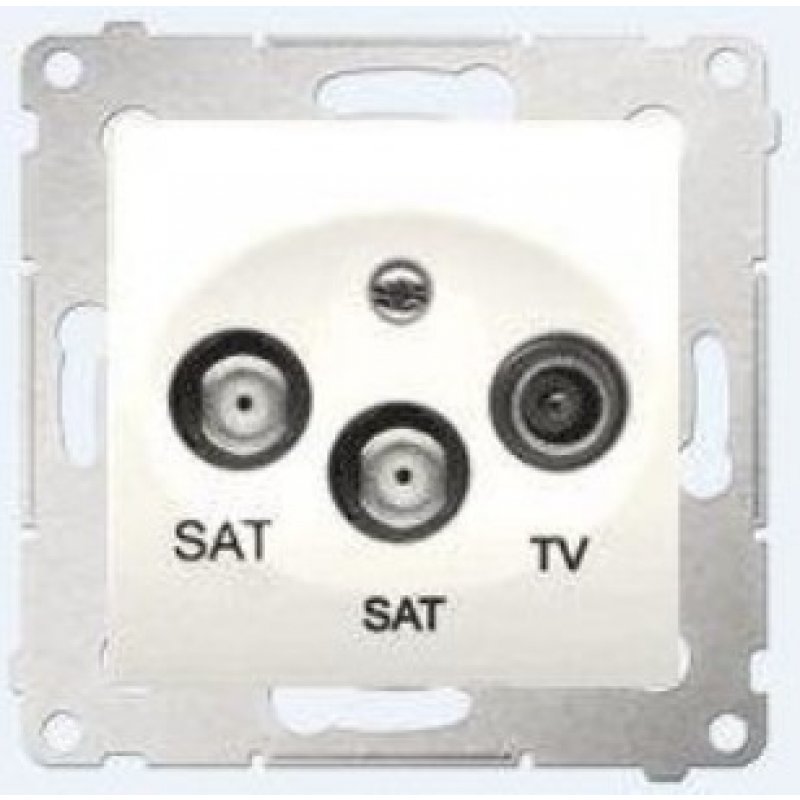 KONTAKT SIMON Simon 54 Gniazdo antenowe SAT-SAT-RTV satelitarne podwójne, 1dB, kremowe Kod DASK2.01/41