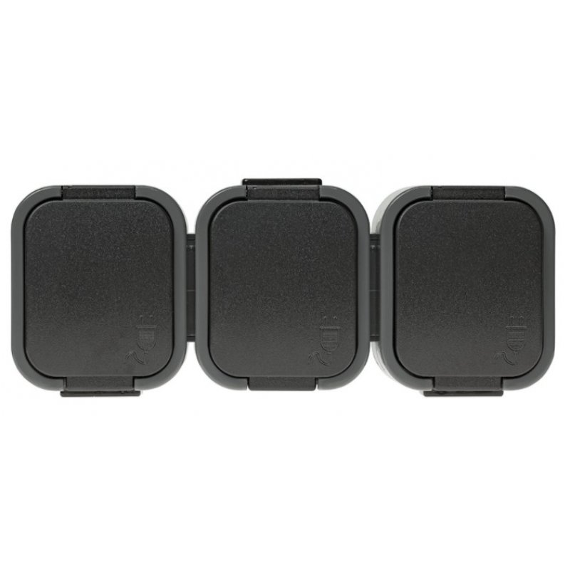 Abex B2 Gniazdo wtyczkowe potrójne 3x2P+Z bryzgoodporne z klapką, Szaro-czarne Kod NT-316 B2 SZARY/CZARNY