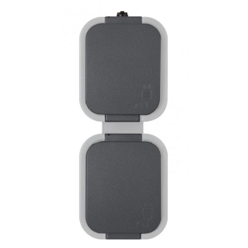 Abex B2 Gniazdo wtyczkowe podwójne pionowe 2P+Z bryzgoodporne z klapką, Szaro-szare Kod NT-6B2/P SZARY/SZARY