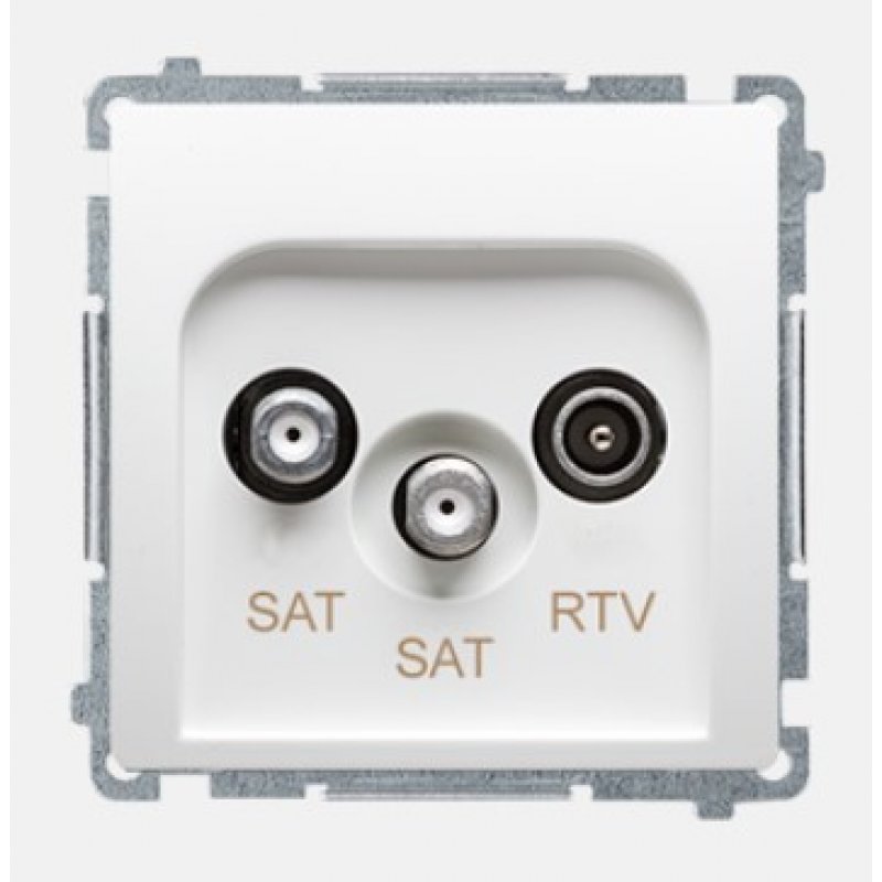 Kontakt Simon Basic Gniazdo antenowe SAT/SAT/RTV satelitarne podwójne 1dB, białe Kod BMZAR+SAT3.1-P2.01/1