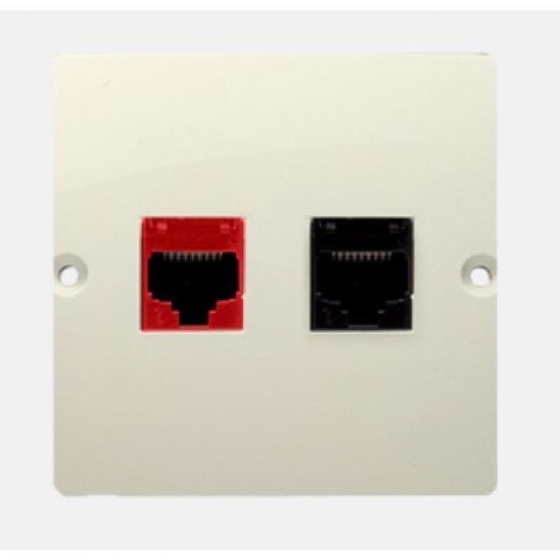 KONTAKT SIMON Basic Gniazdo telefoniczne RJ12+gniazdo komputerowe RJ45, beżowe KOD BM5T.02/12