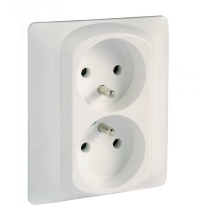 Legrand Sistena Life Gniazdo podwójne z przesłoną styków, Arctic Kod 771038