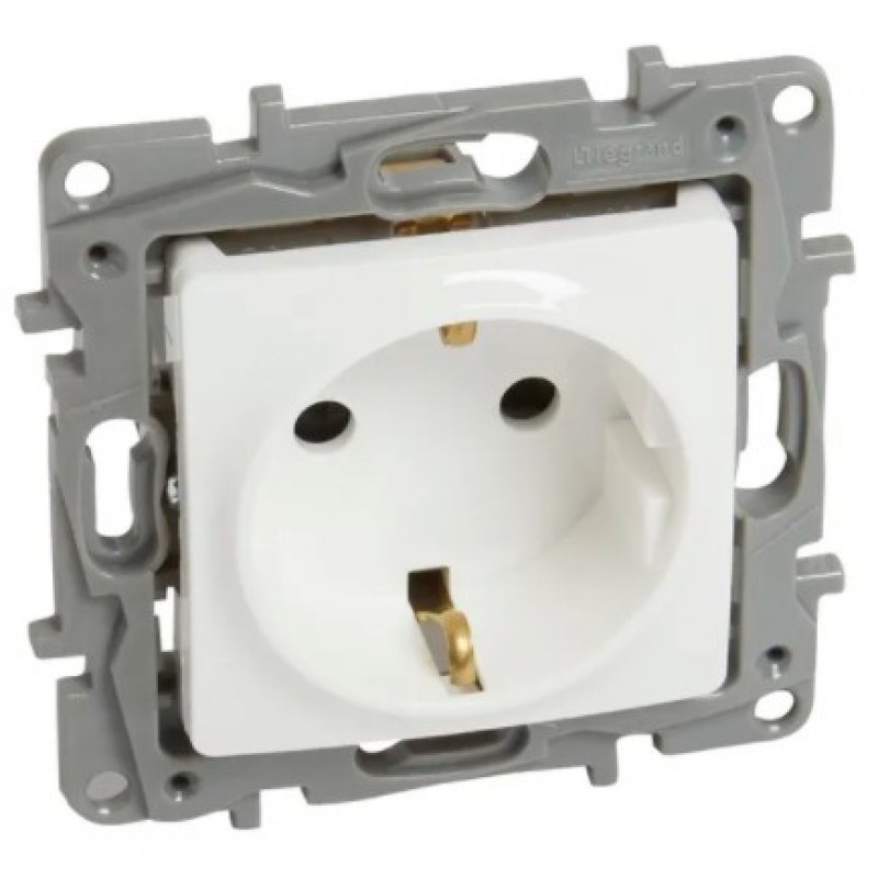 Legrand Niloe Gniazdo pojedyncze SCHUKO, z przesłoną, białe Kod 764529