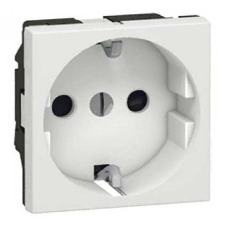 Legrand MOSAIC Gniazdo 2P+Z SCHUKO, Zaciski śrubowe 4 mm² , 2 modułowe, Biały Kod 077213
