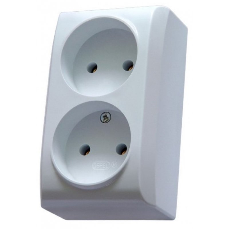 Ospel Bis Gniazdo podwójne bez uziemienia, kolor biały Kod GN-2B/00