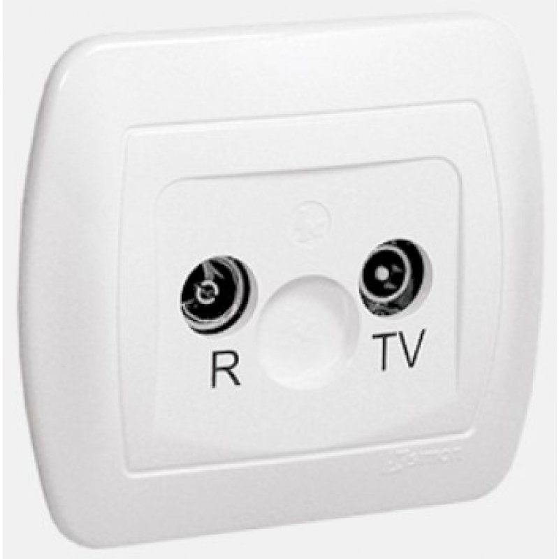 KONTAKT SIMON Akord Gniazdo antenowe RTV przelotowe 14db, białe KOD AA14/11