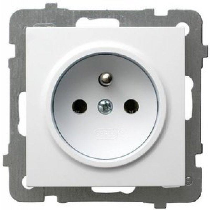 OSPEL AS Gniazdo pojedyncze z uziemieniem, białe KOD GP-1GZ/M/00